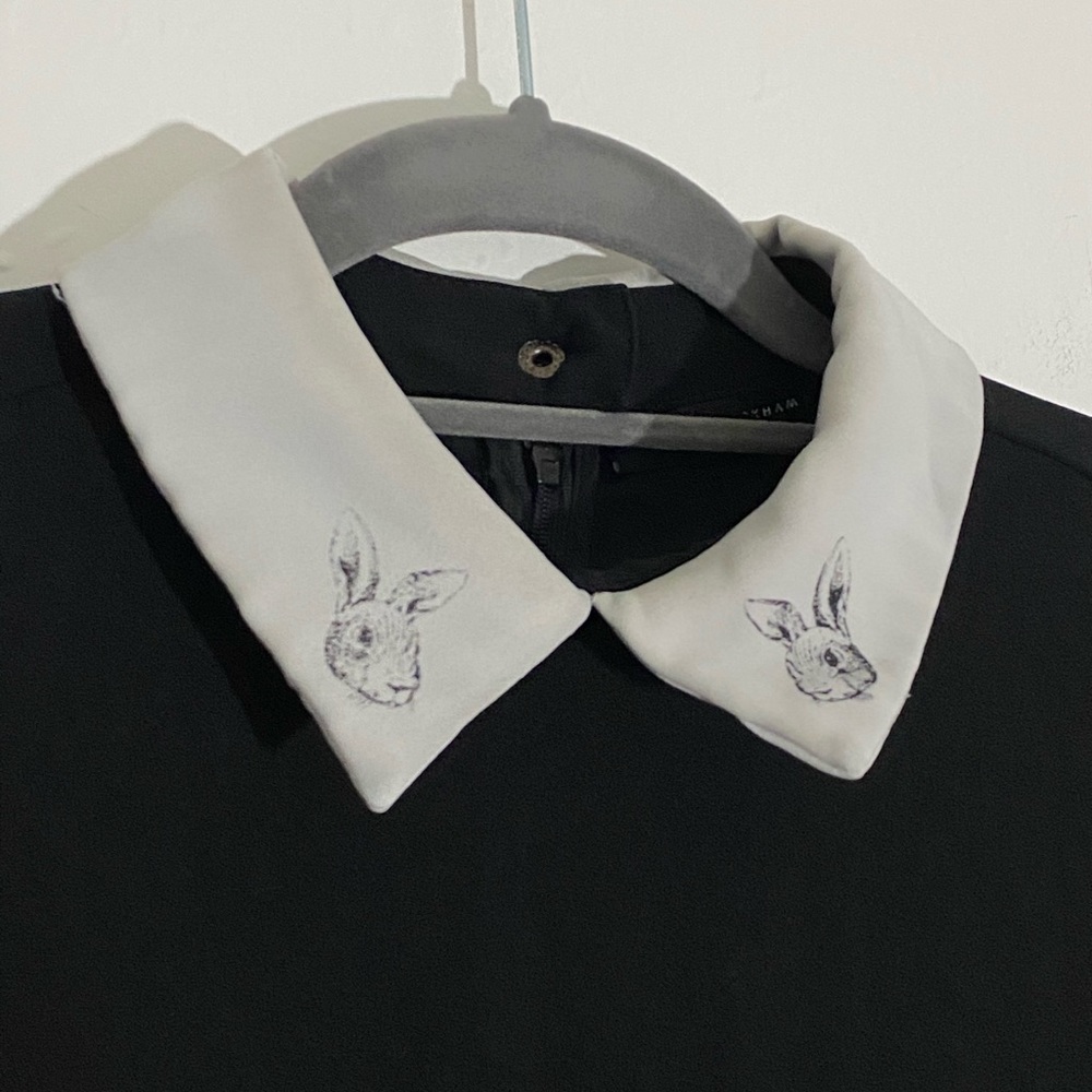 Rabbit collar black and white dress